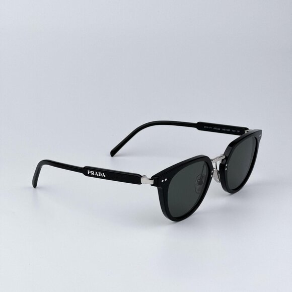 Prada PR17YS 1AB03R Men BRAND NEW Sunglasses Black Green Polarized Oval - Picture 4 of 12